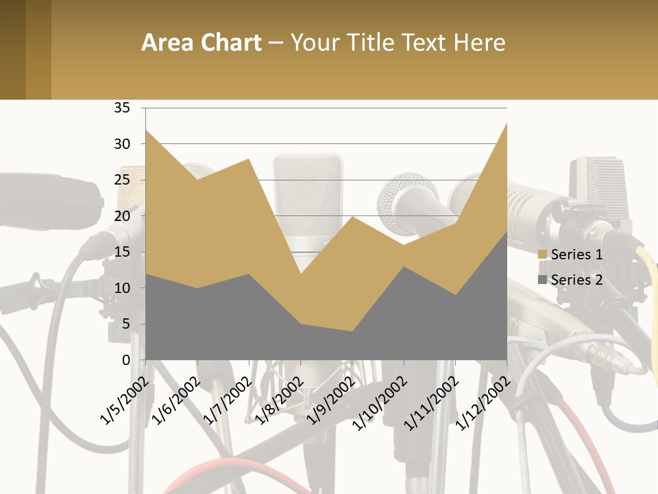 A Group Of Microphones Sitting Next To Each Other PowerPoint Template