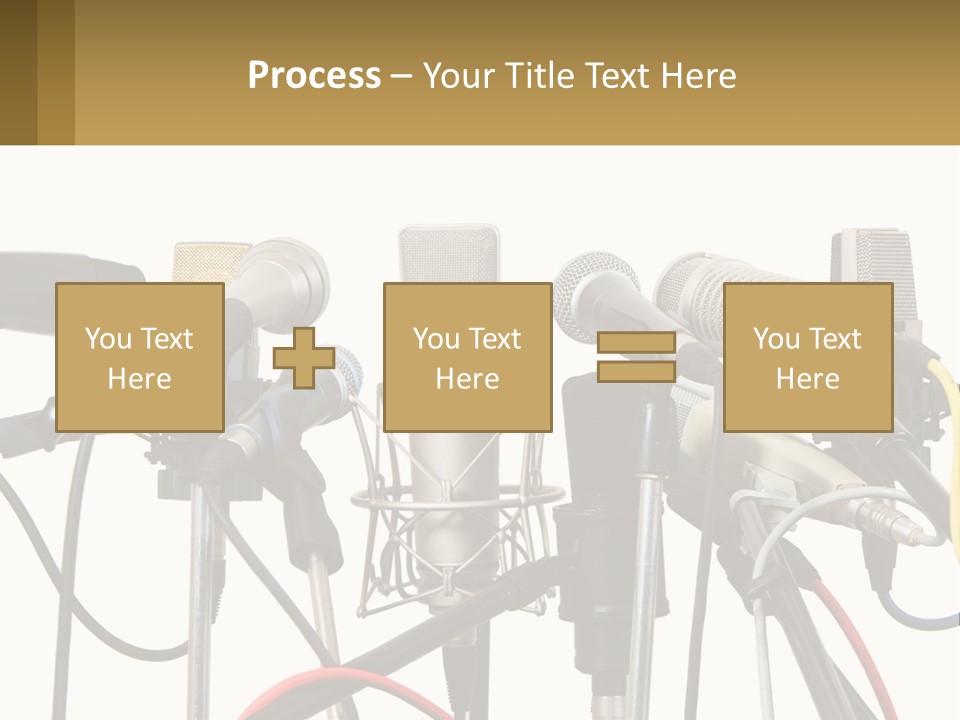 A Group Of Microphones Sitting Next To Each Other PowerPoint Template
