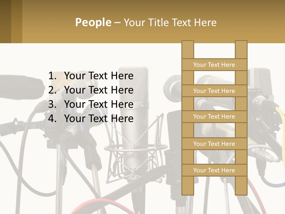 A Group Of Microphones Sitting Next To Each Other PowerPoint Template
