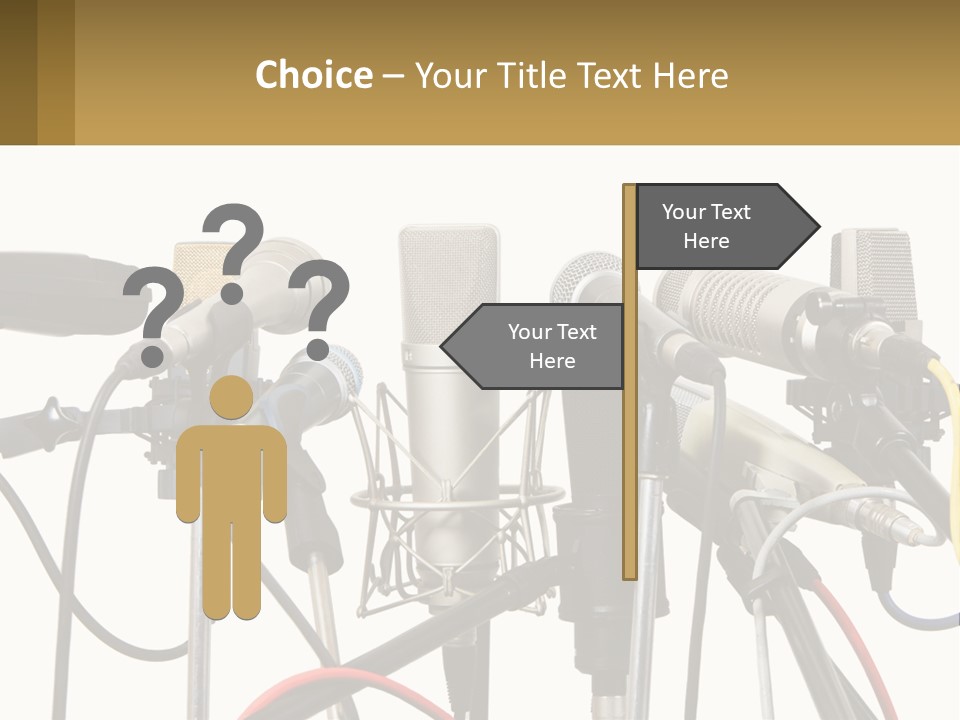 A Group Of Microphones Sitting Next To Each Other PowerPoint Template