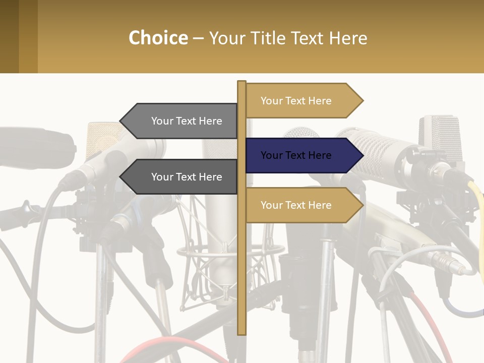 A Group Of Microphones Sitting Next To Each Other PowerPoint Template