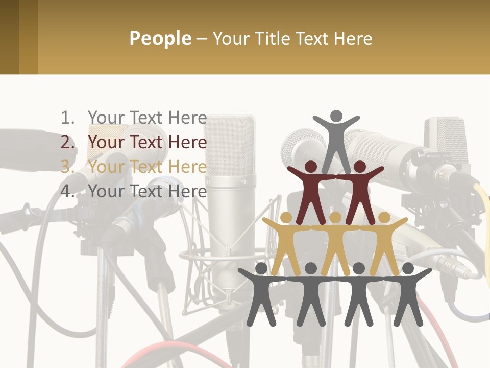 A Group Of Microphones Sitting Next To Each Other PowerPoint Template