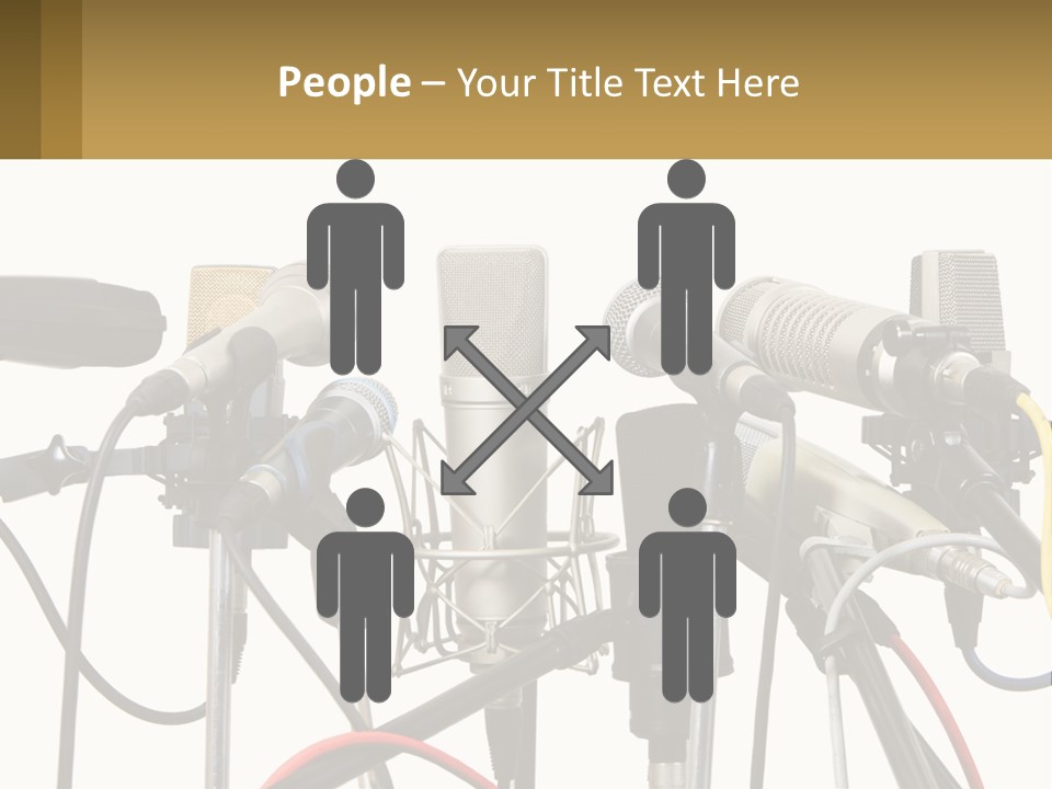 A Group Of Microphones Sitting Next To Each Other PowerPoint Template