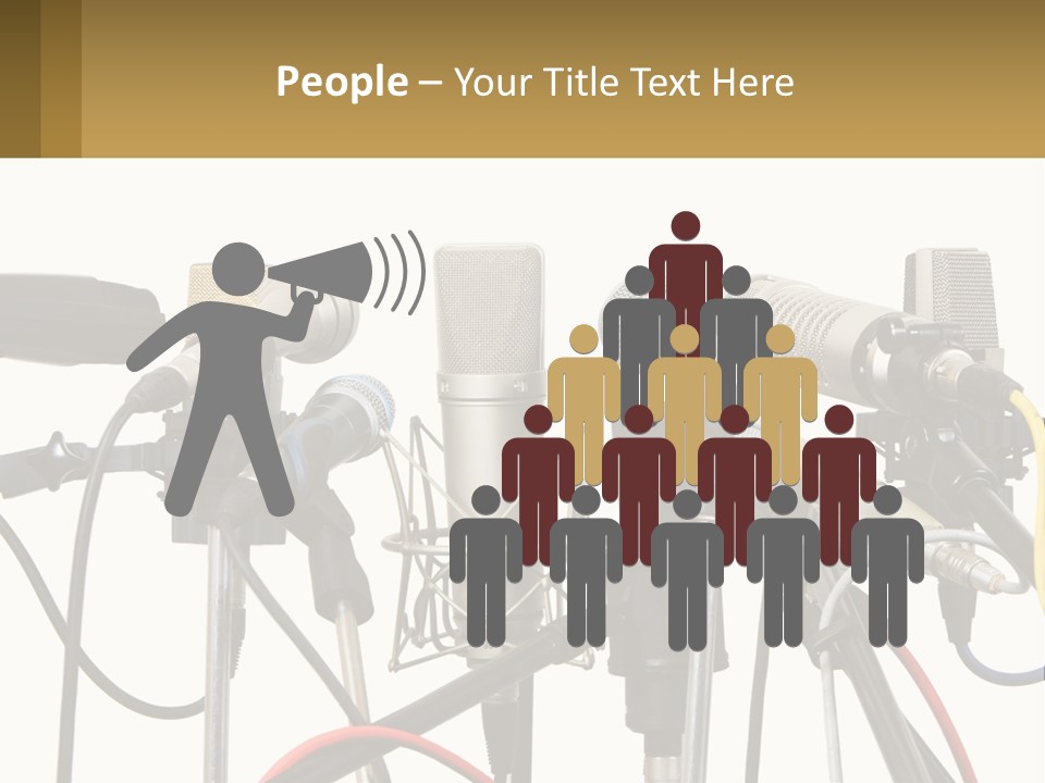 A Group Of Microphones Sitting Next To Each Other PowerPoint Template