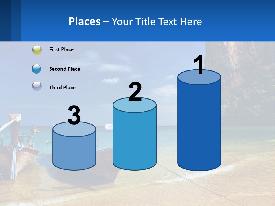 Two Boats On The Beach With A Mountain In The Background PowerPoint Template