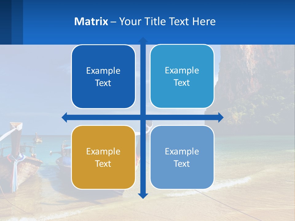 Two Boats On The Beach With A Mountain In The Background PowerPoint Template