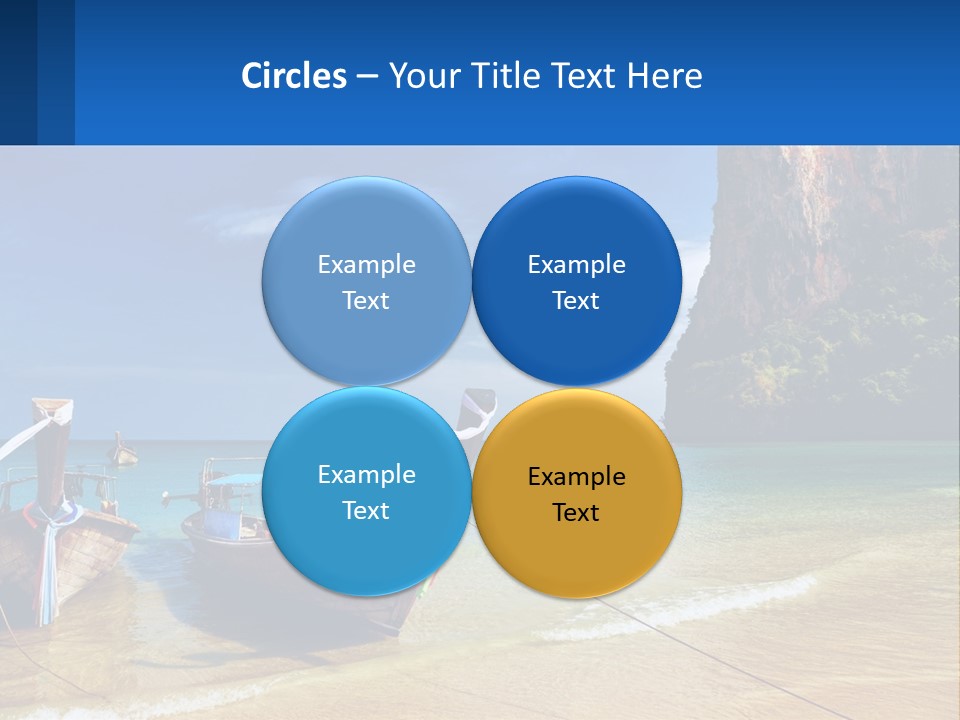 Two Boats On The Beach With A Mountain In The Background PowerPoint Template