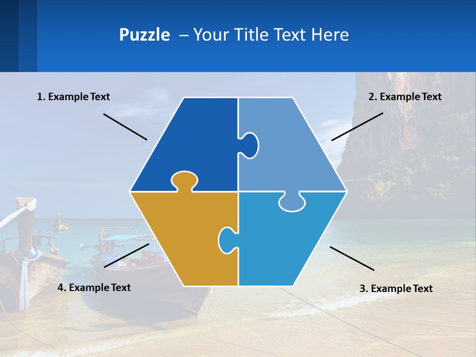 Two Boats On The Beach With A Mountain In The Background PowerPoint Template