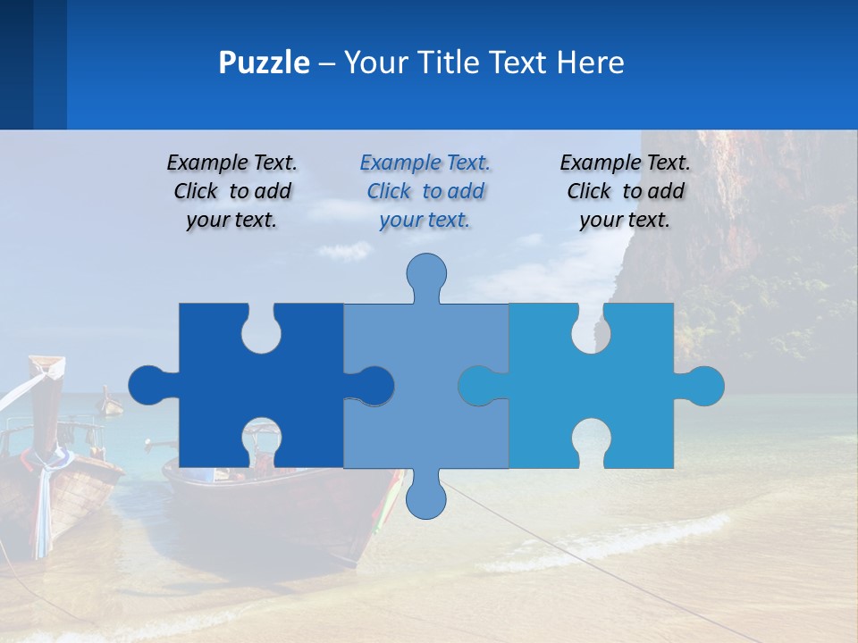 Two Boats On The Beach With A Mountain In The Background PowerPoint Template