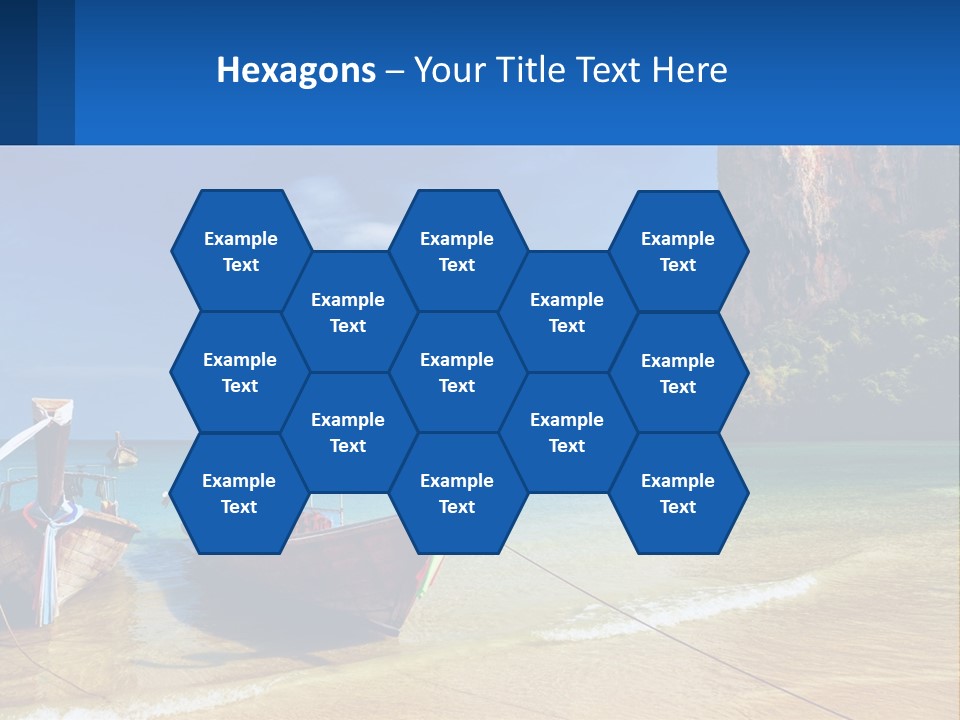 Two Boats On The Beach With A Mountain In The Background PowerPoint Template