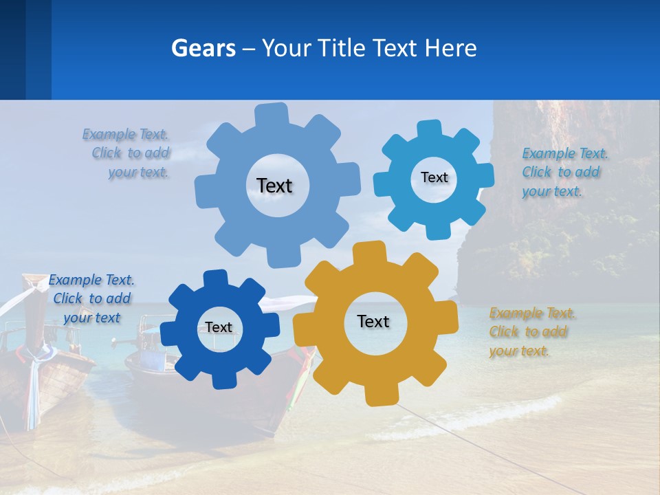 Two Boats On The Beach With A Mountain In The Background PowerPoint Template