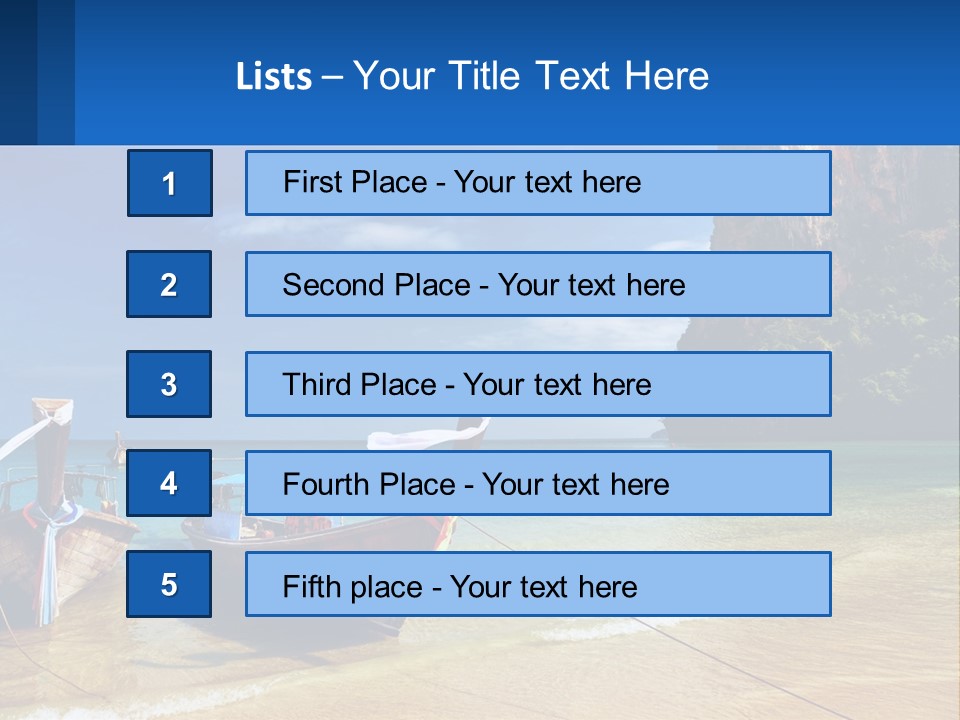 Two Boats On The Beach With A Mountain In The Background PowerPoint Template