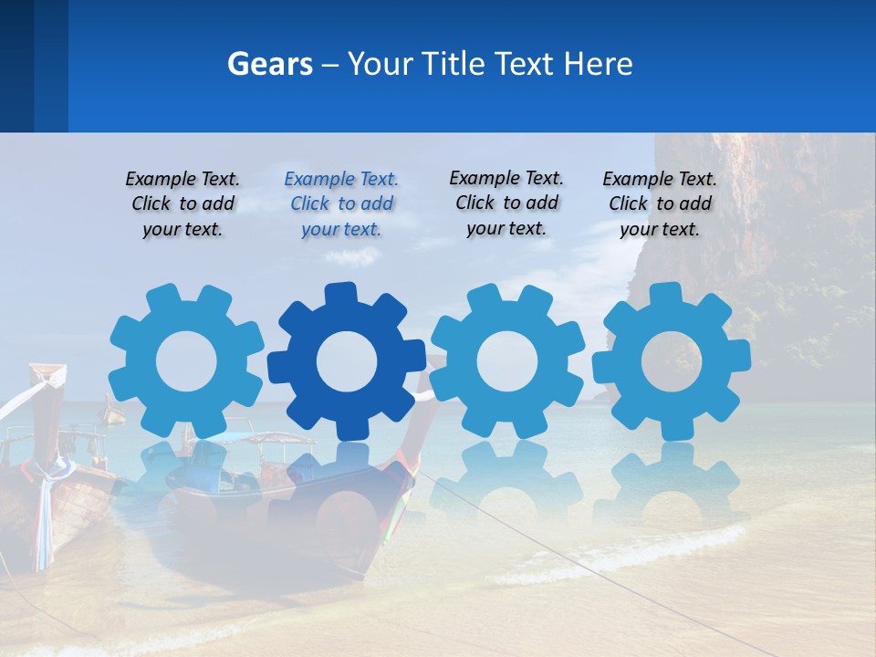 Two Boats On The Beach With A Mountain In The Background PowerPoint Template