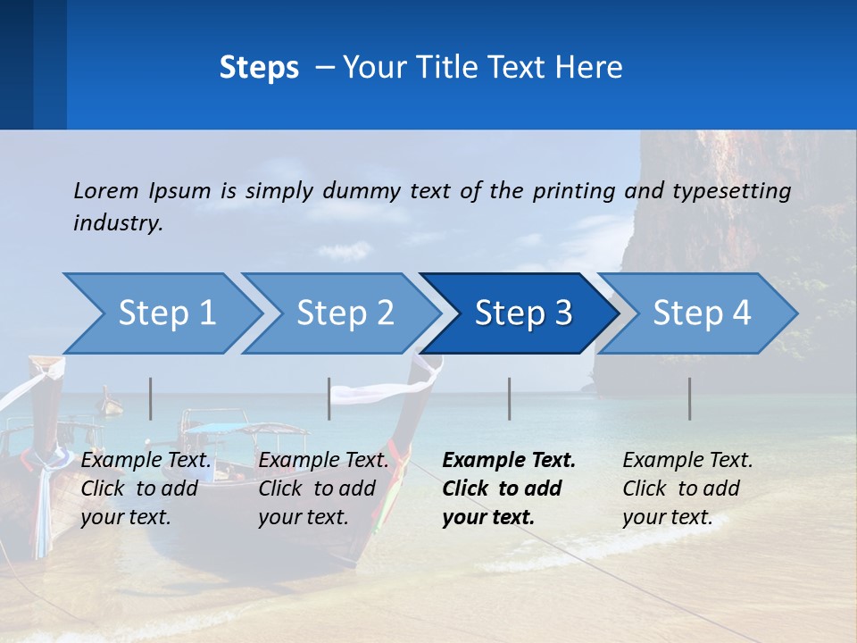 Two Boats On The Beach With A Mountain In The Background PowerPoint Template