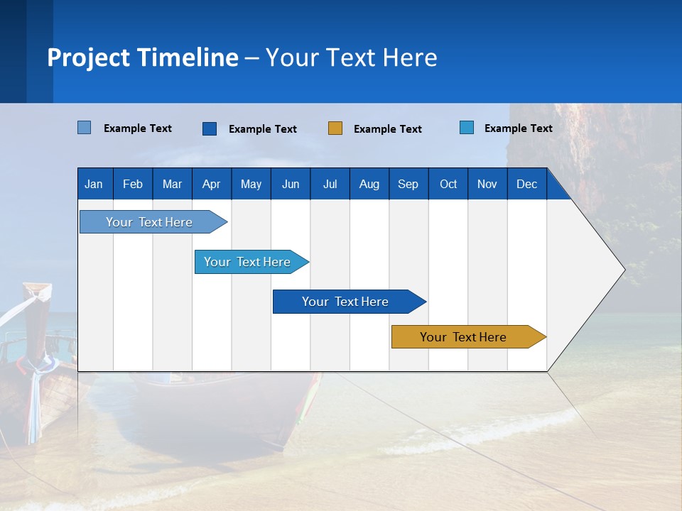 Two Boats On The Beach With A Mountain In The Background PowerPoint Template
