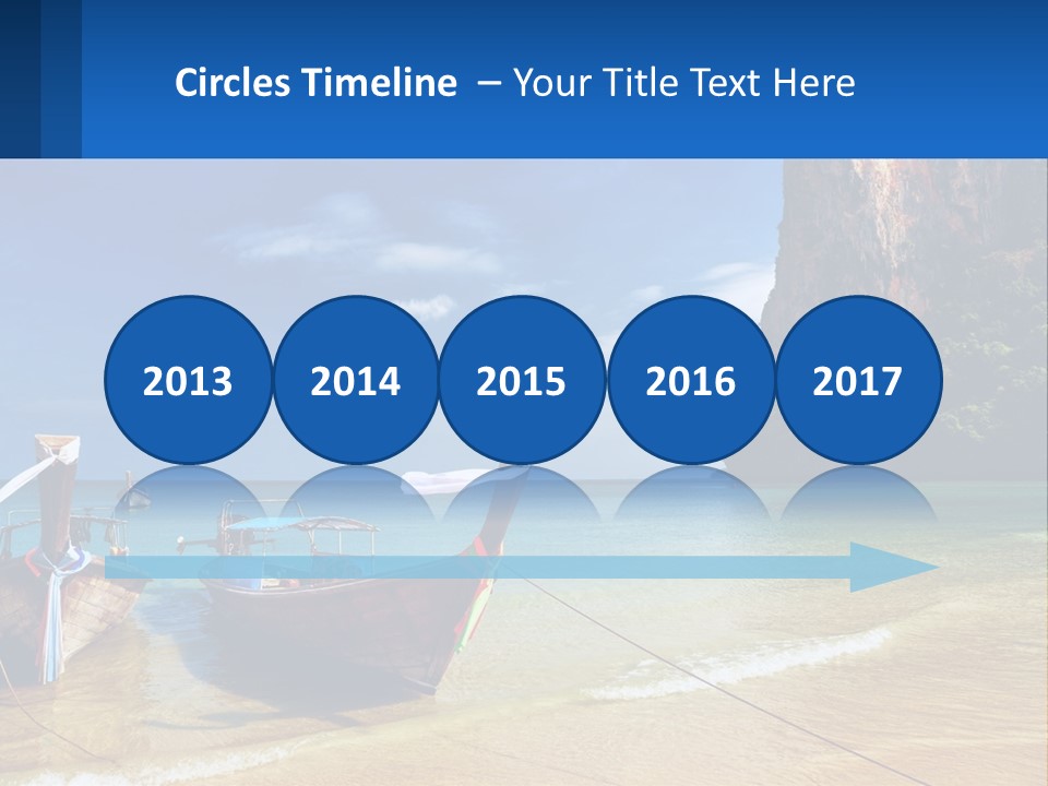 Two Boats On The Beach With A Mountain In The Background PowerPoint Template