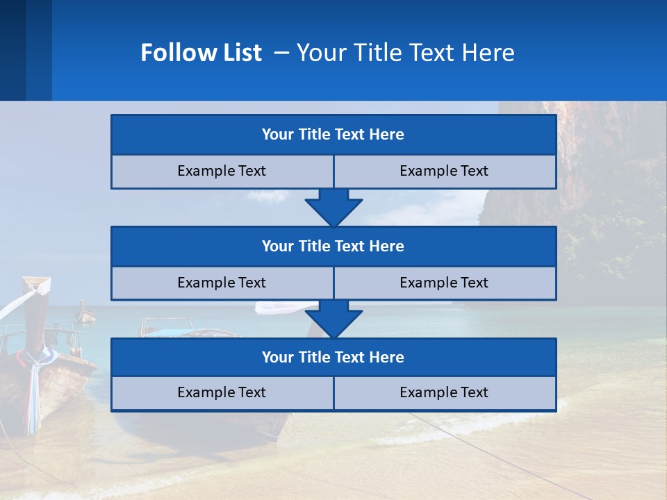 Two Boats On The Beach With A Mountain In The Background PowerPoint Template