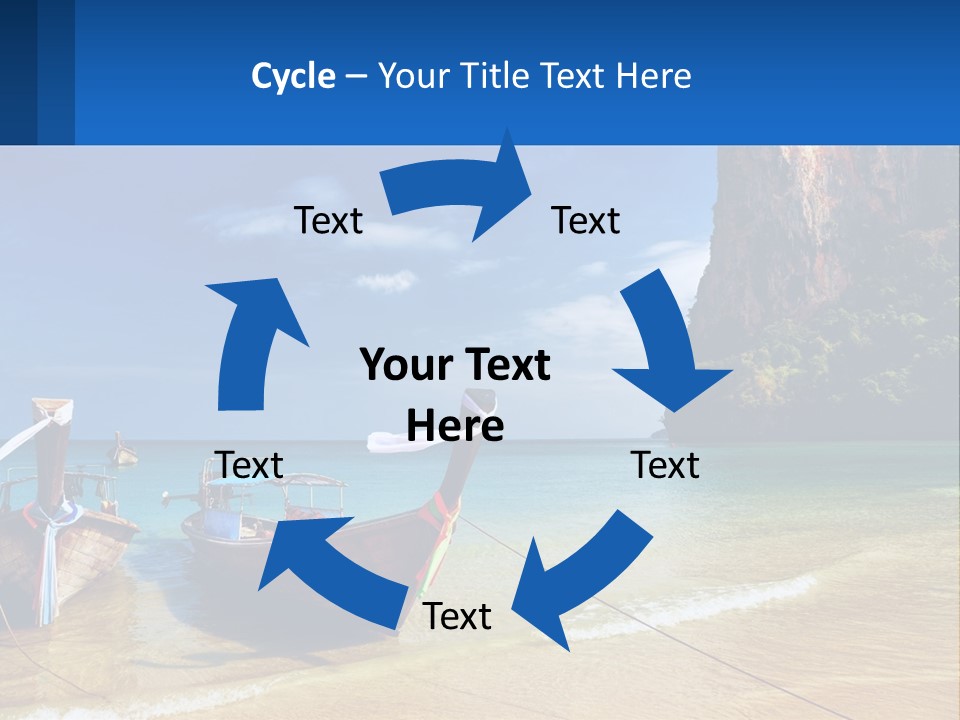 Two Boats On The Beach With A Mountain In The Background PowerPoint Template