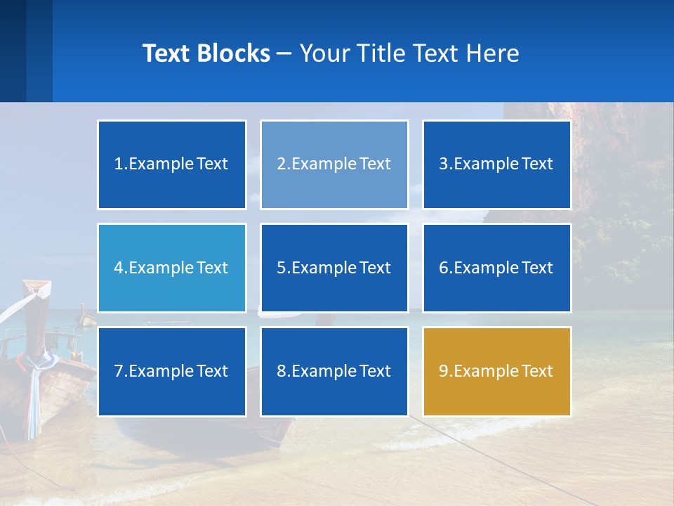 Two Boats On The Beach With A Mountain In The Background PowerPoint Template