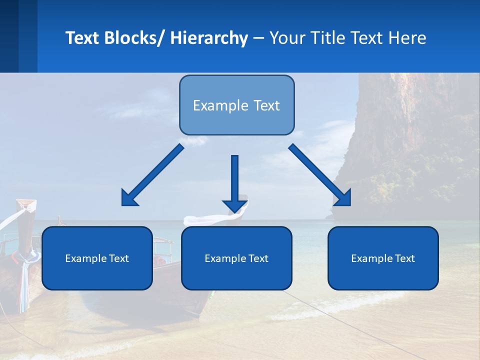 Two Boats On The Beach With A Mountain In The Background PowerPoint Template