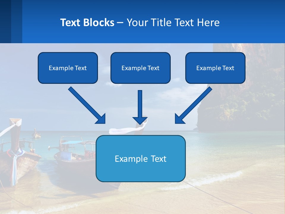 Two Boats On The Beach With A Mountain In The Background PowerPoint Template