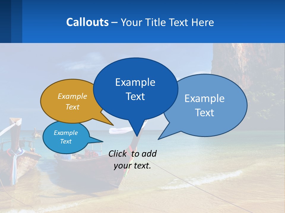Two Boats On The Beach With A Mountain In The Background PowerPoint Template