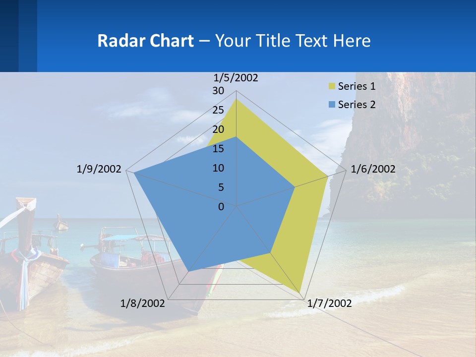 Two Boats On The Beach With A Mountain In The Background PowerPoint Template