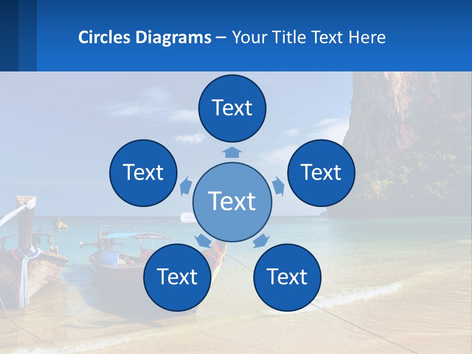 Two Boats On The Beach With A Mountain In The Background PowerPoint Template