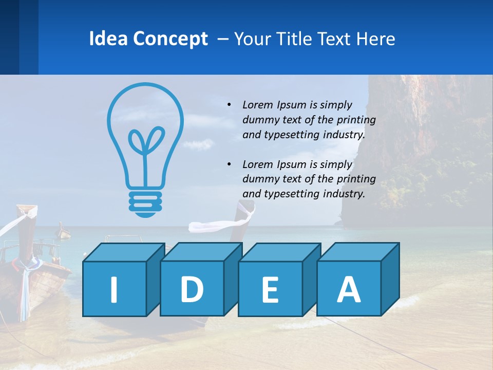 Two Boats On The Beach With A Mountain In The Background PowerPoint Template