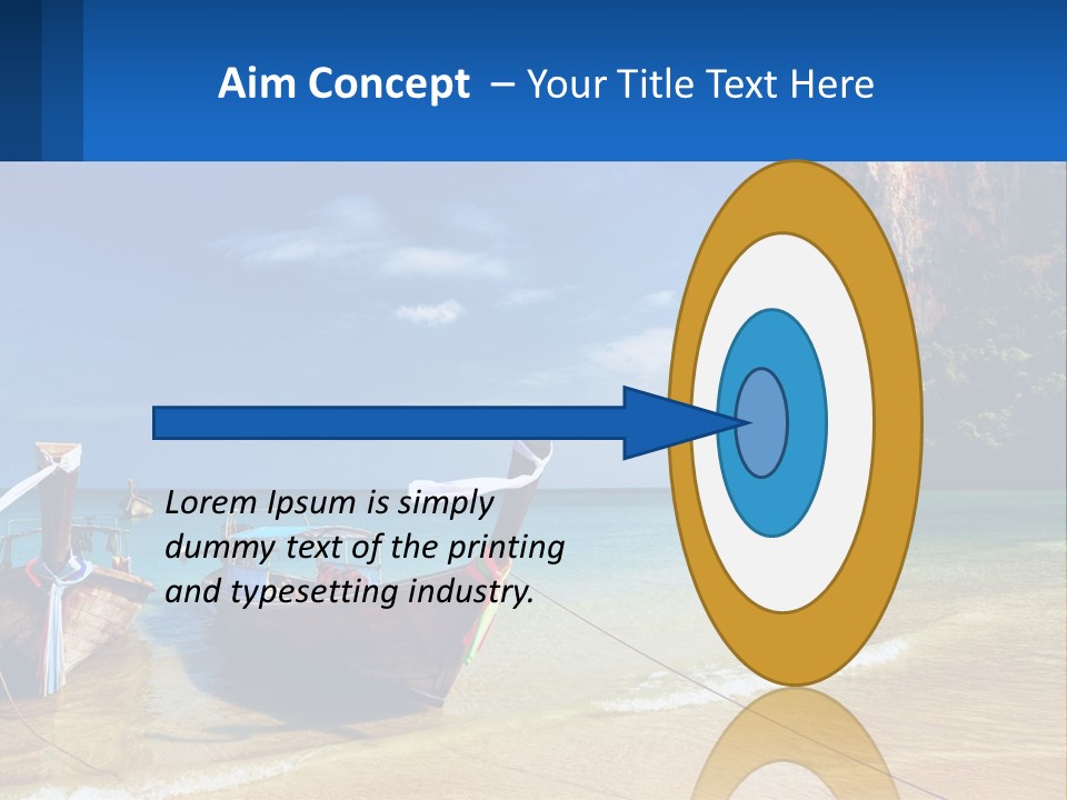 Two Boats On The Beach With A Mountain In The Background PowerPoint Template