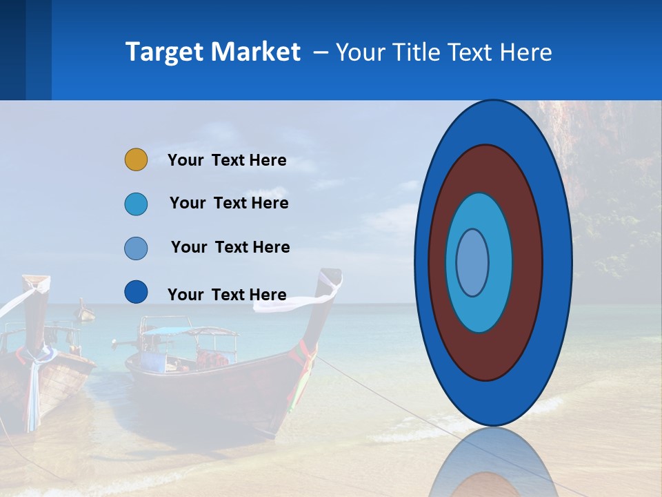 Two Boats On The Beach With A Mountain In The Background PowerPoint Template