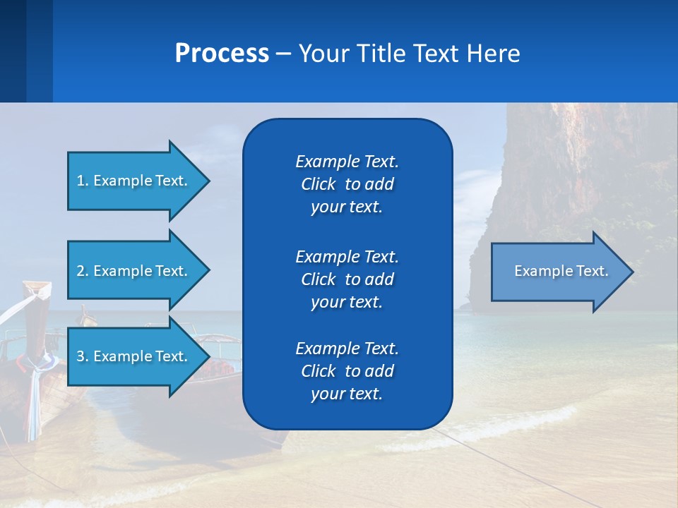 Two Boats On The Beach With A Mountain In The Background PowerPoint Template