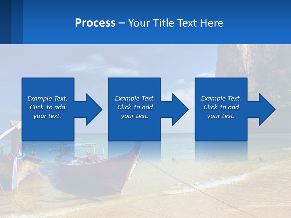 Two Boats On The Beach With A Mountain In The Background PowerPoint Template