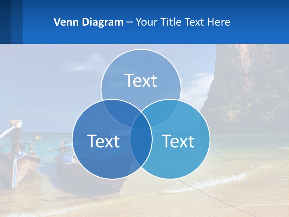 Two Boats On The Beach With A Mountain In The Background PowerPoint Template