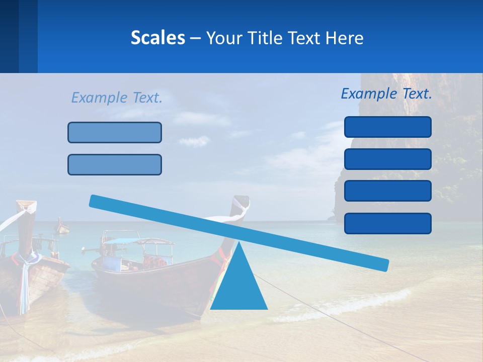 Two Boats On The Beach With A Mountain In The Background PowerPoint Template
