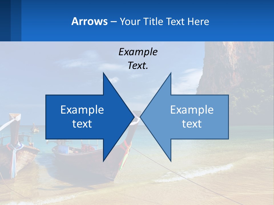 Two Boats On The Beach With A Mountain In The Background PowerPoint Template