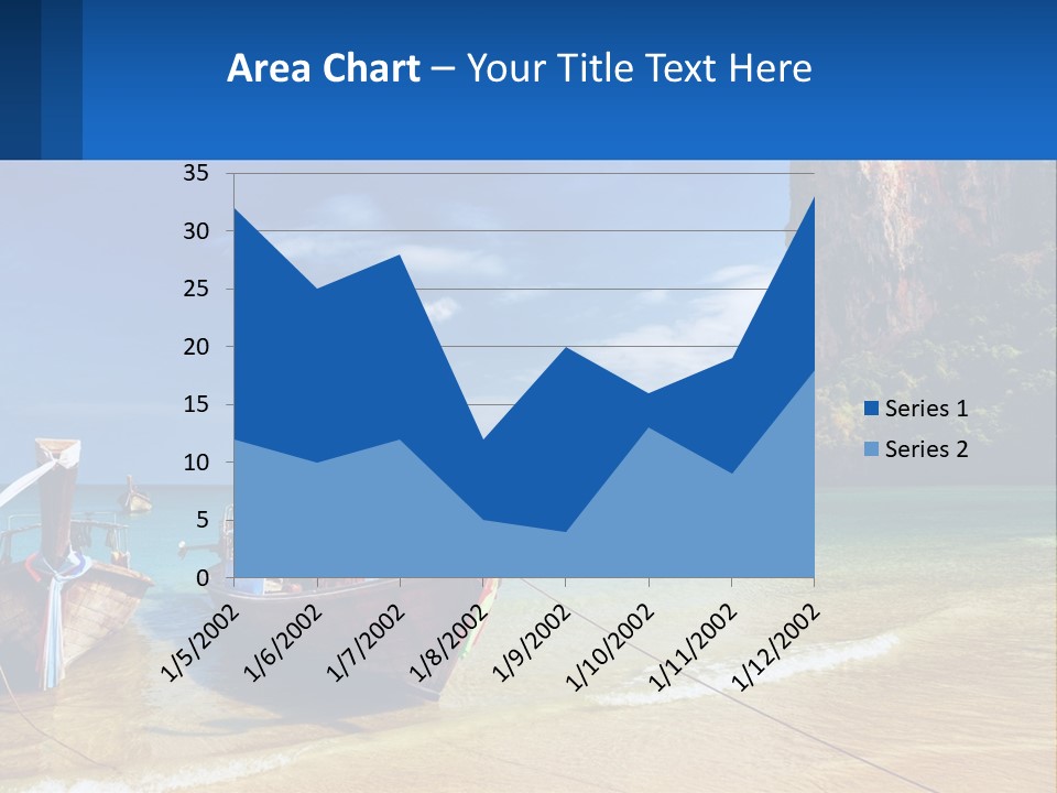 Two Boats On The Beach With A Mountain In The Background PowerPoint Template