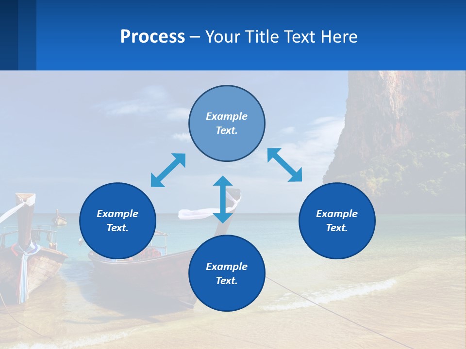 Two Boats On The Beach With A Mountain In The Background PowerPoint Template