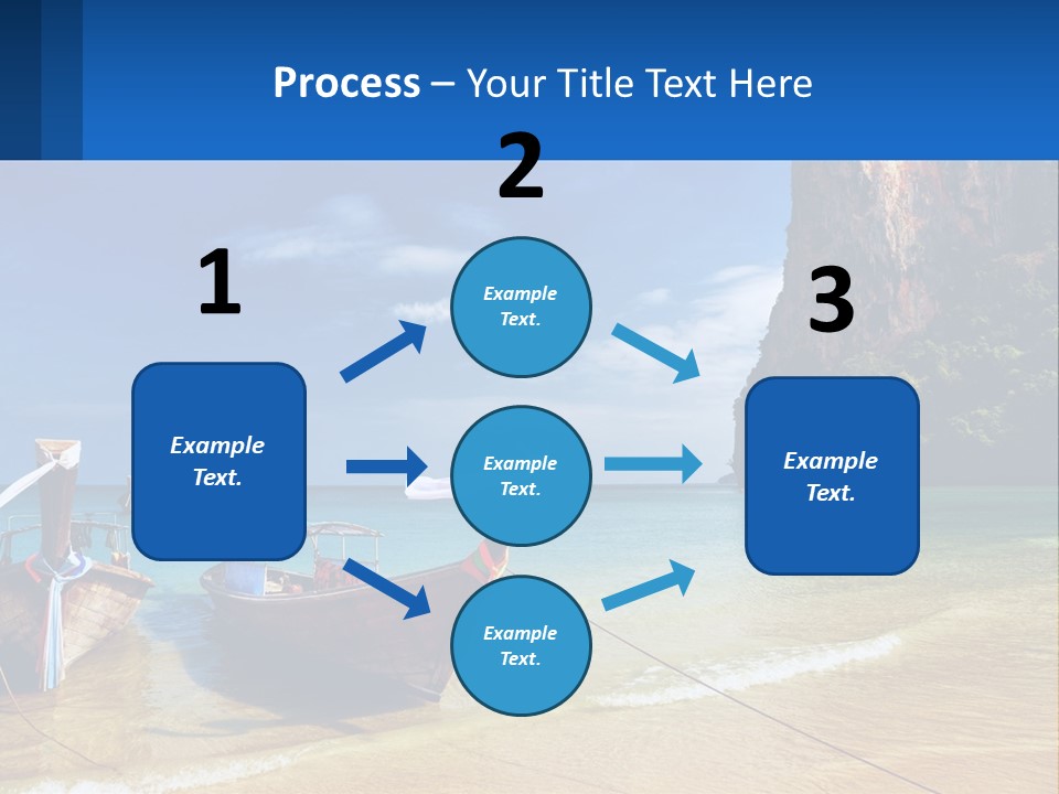 Two Boats On The Beach With A Mountain In The Background PowerPoint Template