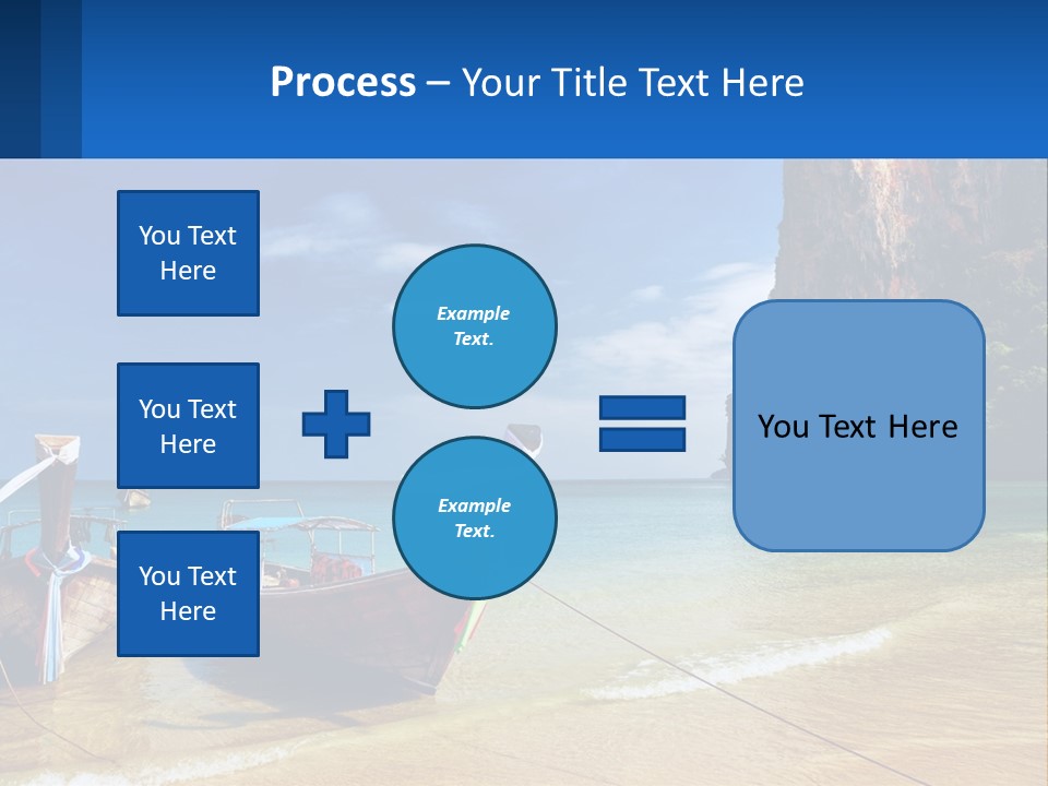 Two Boats On The Beach With A Mountain In The Background PowerPoint Template