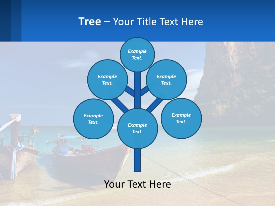 Two Boats On The Beach With A Mountain In The Background PowerPoint Template