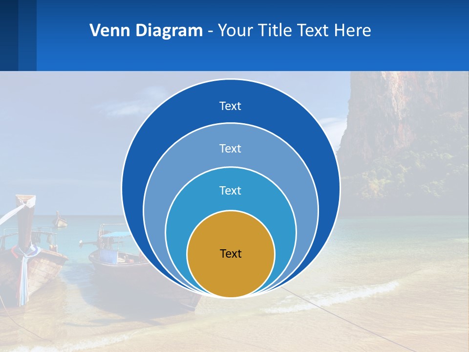 Two Boats On The Beach With A Mountain In The Background PowerPoint Template