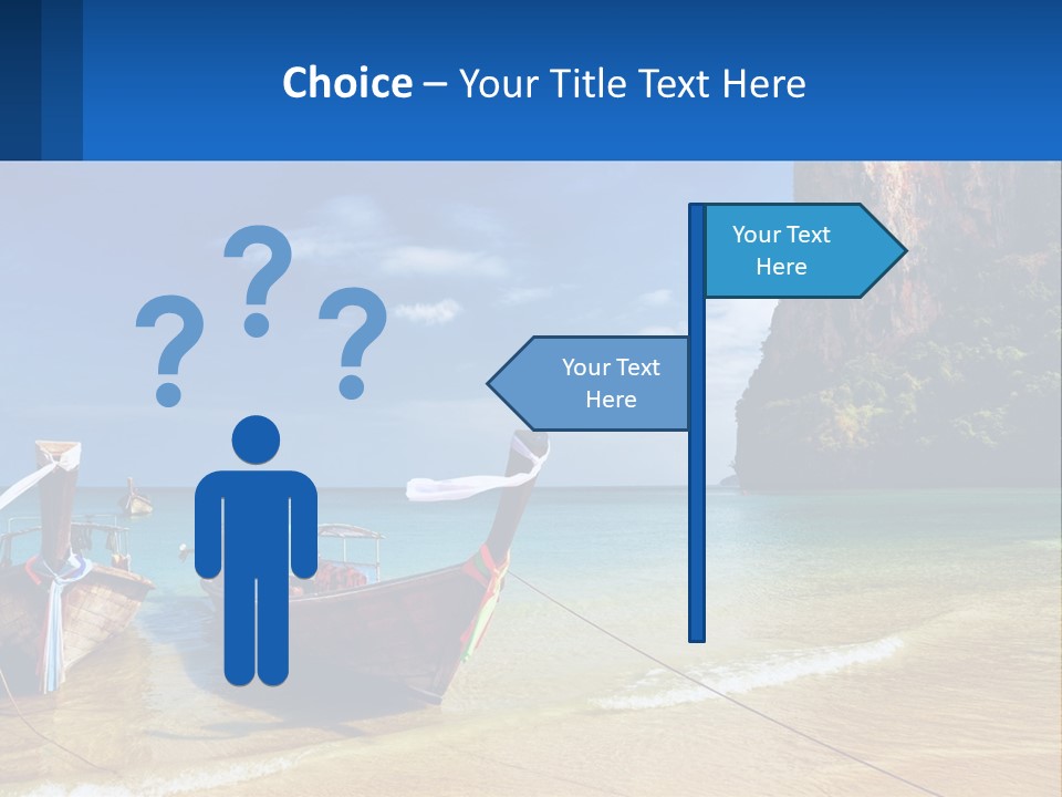 Two Boats On The Beach With A Mountain In The Background PowerPoint Template