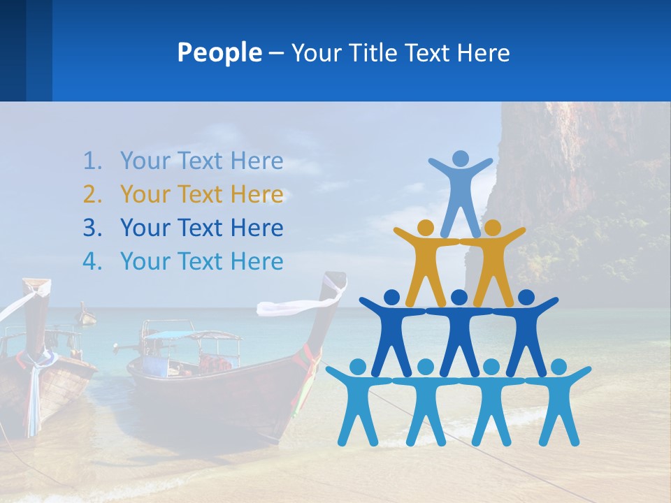 Two Boats On The Beach With A Mountain In The Background PowerPoint Template