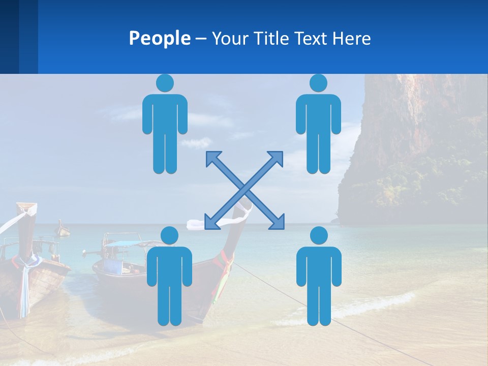 Two Boats On The Beach With A Mountain In The Background PowerPoint Template