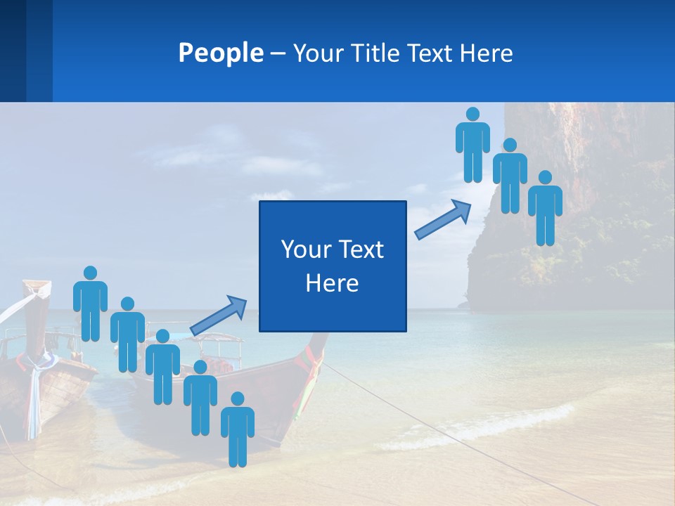 Two Boats On The Beach With A Mountain In The Background PowerPoint Template