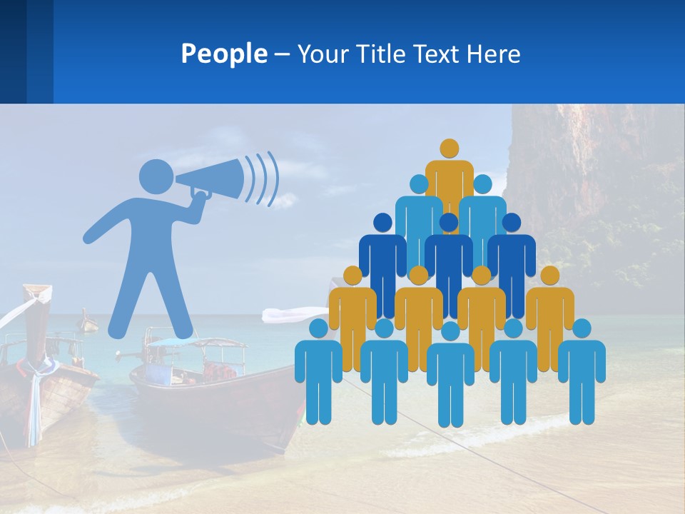 Two Boats On The Beach With A Mountain In The Background PowerPoint Template