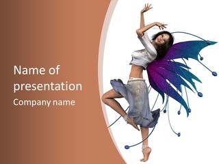 A Woman In A Dress With A Butterfly On Her Back PowerPoint Template