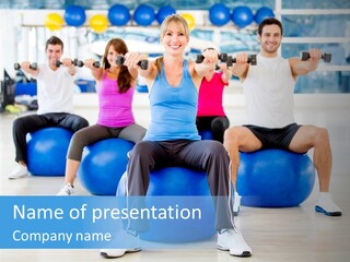 A Group Of People Doing Exercises On Exercise Balls PowerPoint Template