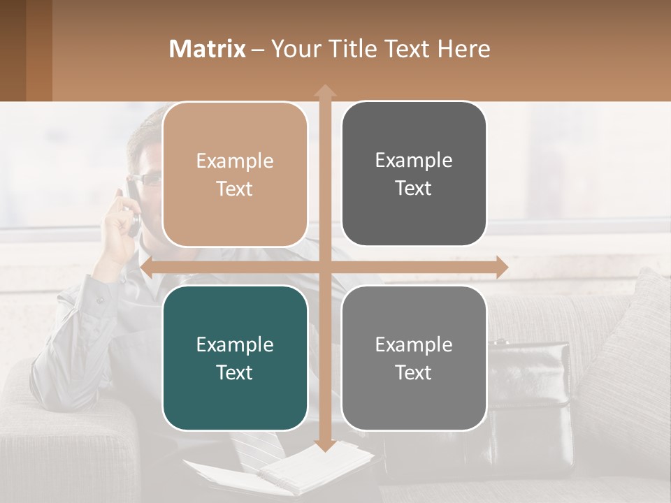 A Man Sitting On A Couch Talking On A Cell Phone PowerPoint Template